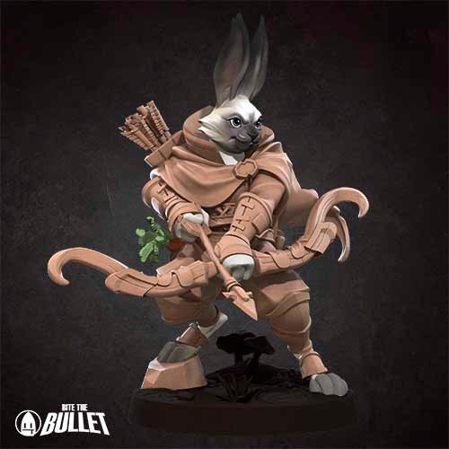 Harengon Ranger | Bite the Bullet | Harengon| RESIN | Fantasy | DnD | RPG | Tabletop | Gaming Miniatures | Character Model | Harengon