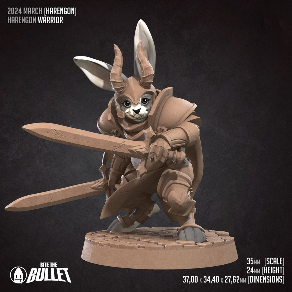 Harengon Warrior | Bite the Bullet | Harengon| RESIN | Fantasy | DnD | RPG | Tabletop | Gaming Miniatures | Character Model | Harengon