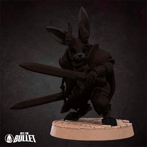 Harengon Warrior | Bite the Bullet | Harengon| RESIN | Fantasy | DnD | RPG | Tabletop | Gaming Miniatures | Character Model | Harengon