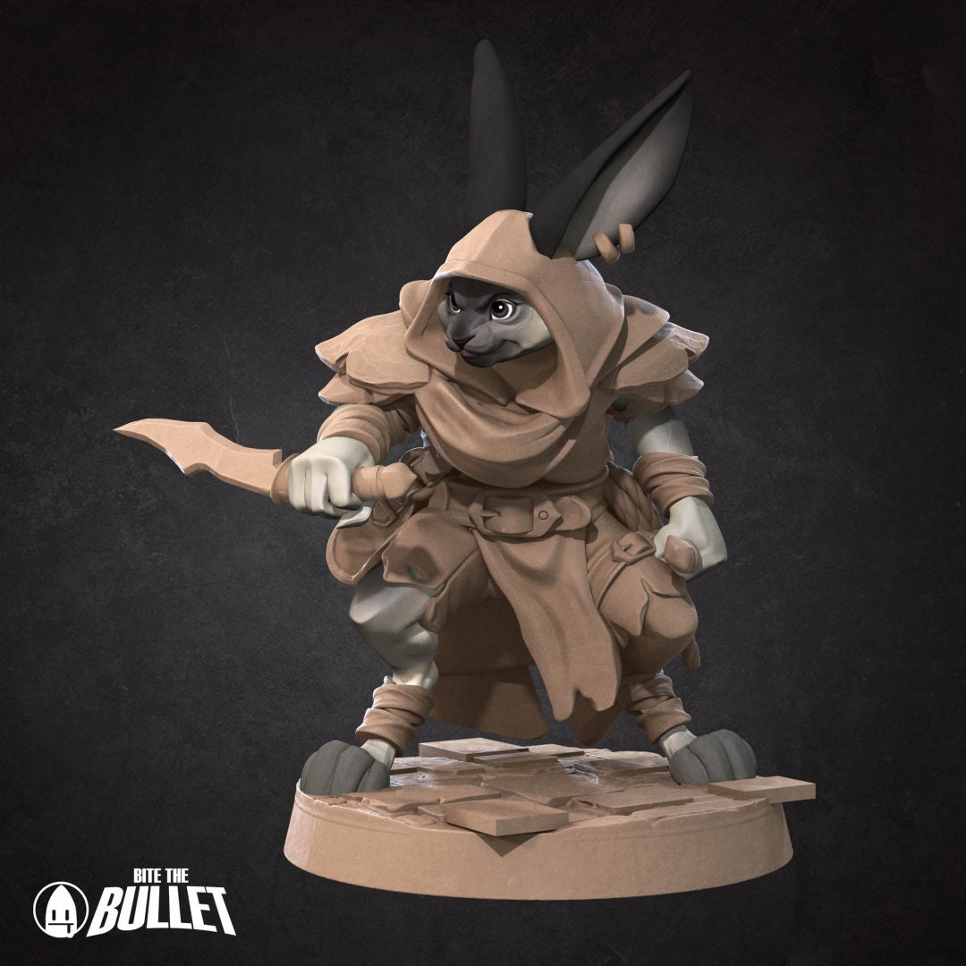 Harengon Rogue | Bite the Bullet | Harengon| RESIN | Fantasy | DnD | RPG | Tabletop | Gaming Miniatures | Character Model | Harengon