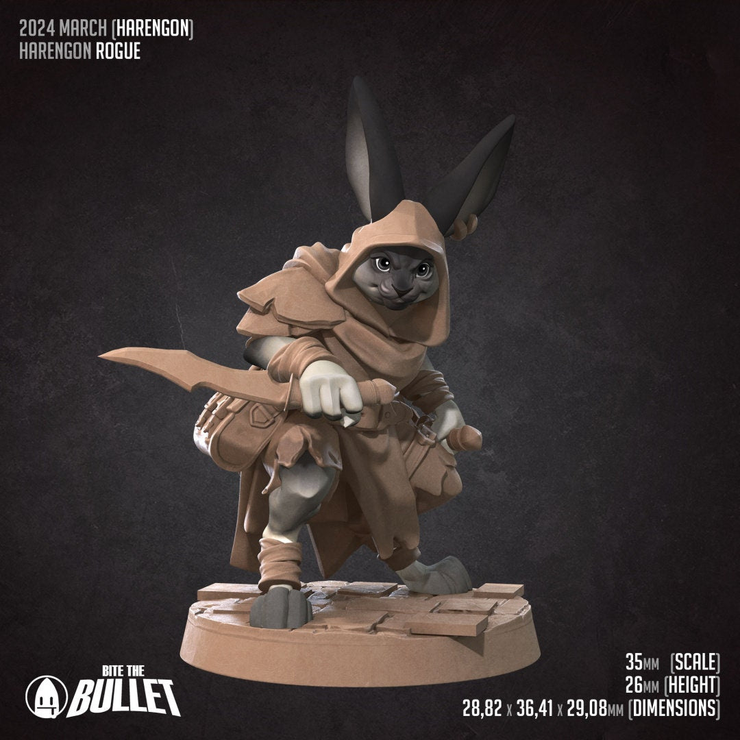 Harengon Rogue | Bite the Bullet | Harengon| RESIN | Fantasy | DnD | RPG | Tabletop | Gaming Miniatures | Character Model | Harengon