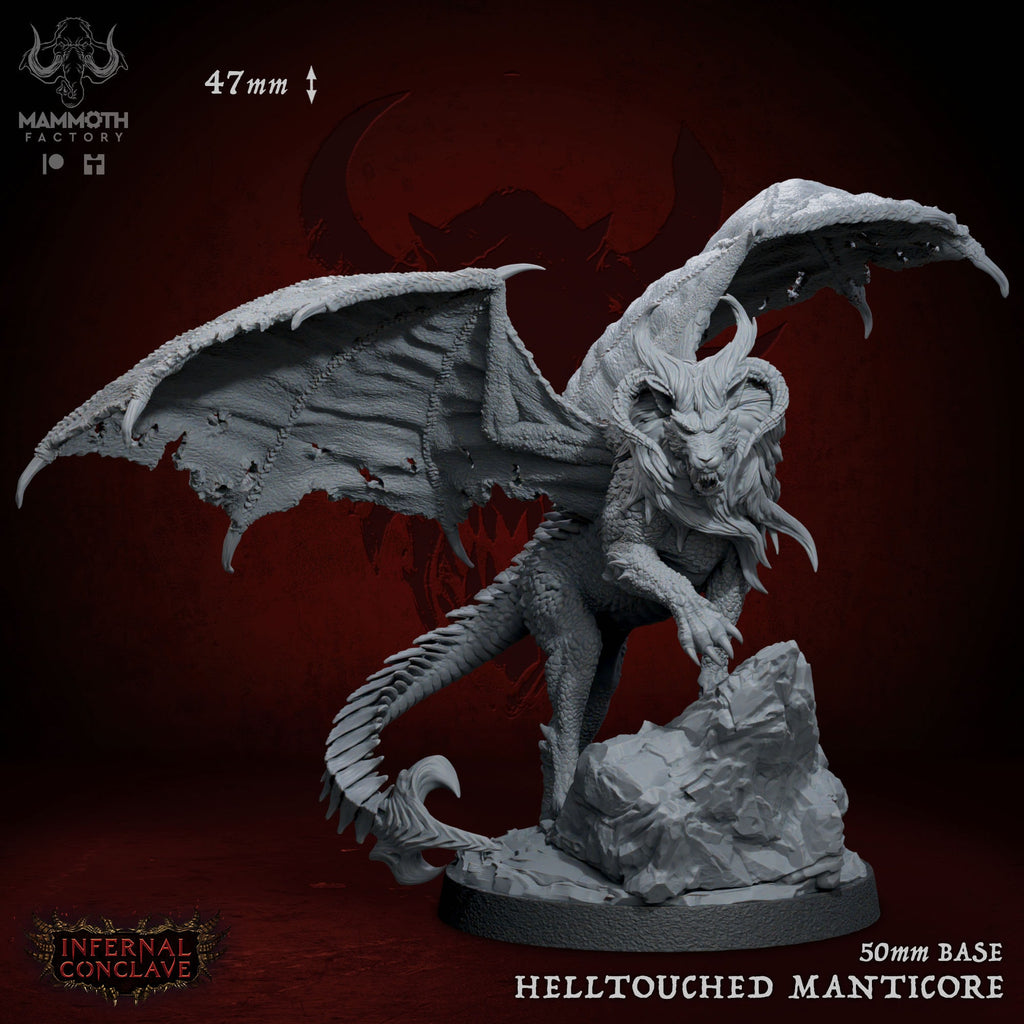 Helltouched Manticore | Mammoth Factory | Infernal Conclave | RESIN | Fantasy | DnD | RPG | Tabletop | Gaming Miniatures | Manticore | Beast
