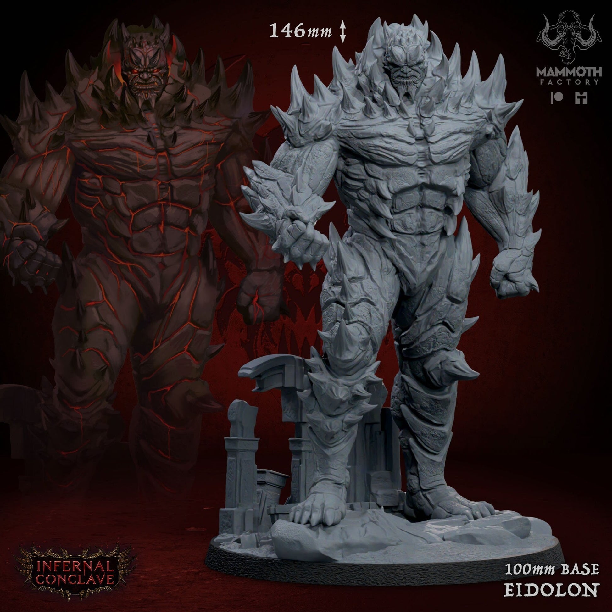 The Eidolon | Mammoth Factory | Infernal Conclave | RESIN | Fantasy | DnD | RPG | Tabletop | Gaming Miniatures | BBEG | Lava Giant