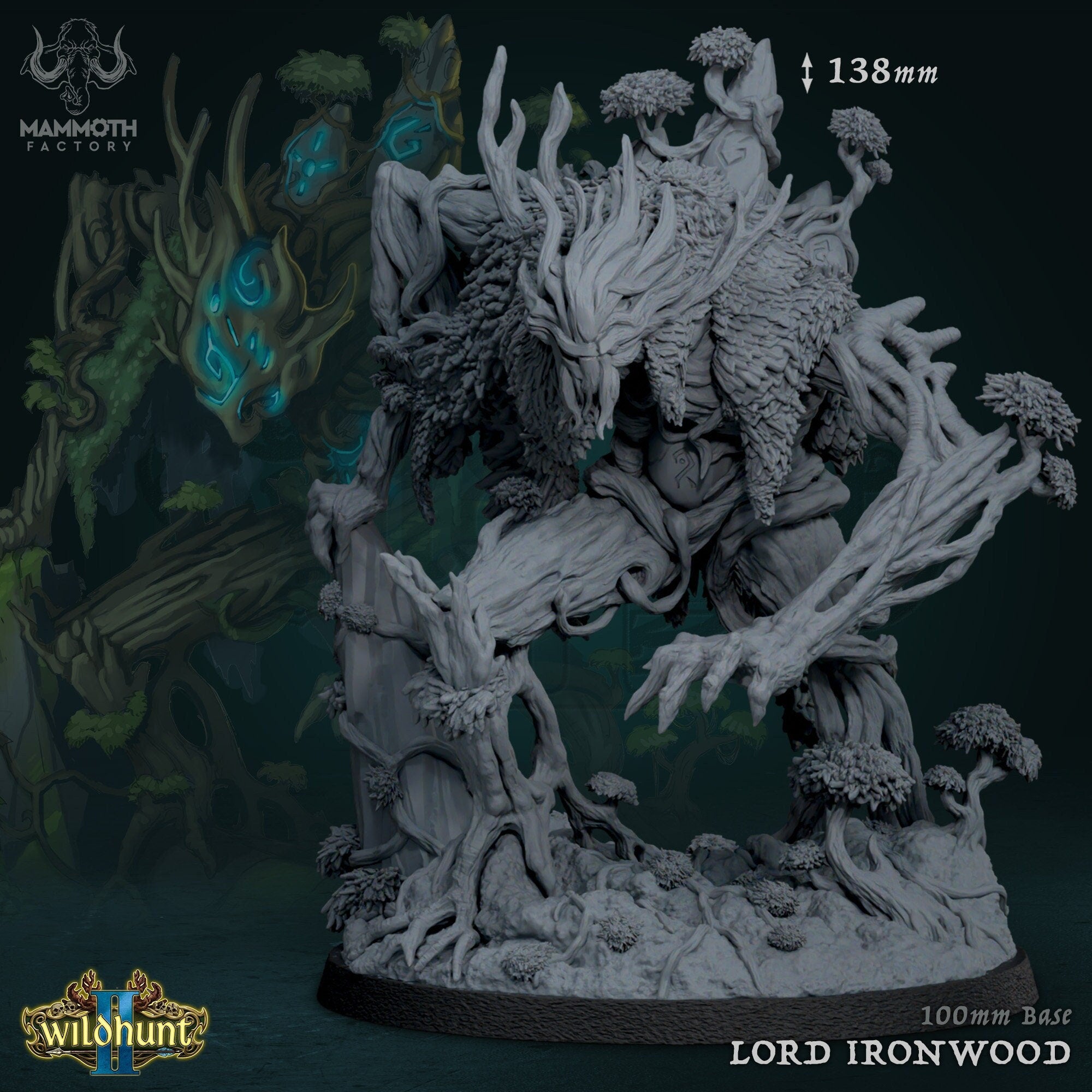 Lord Ironwood | Mammoth Factory | Wild Hunt II | Resin| Fantasy | DnD | RPG | Tabletop | Gaming Miniature | Fey Creature | Treant | BBEG