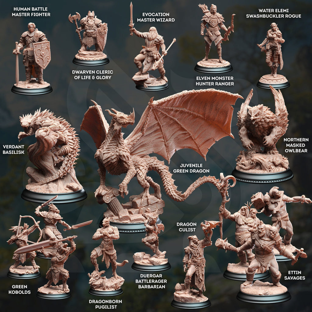 Midorius the Broken - Juvenile Green Dragon | DM Stash | Ill Omens | RESIN | Fantasy | DnD | RPG | Tabletop | Gaming | Miniature | Dragon