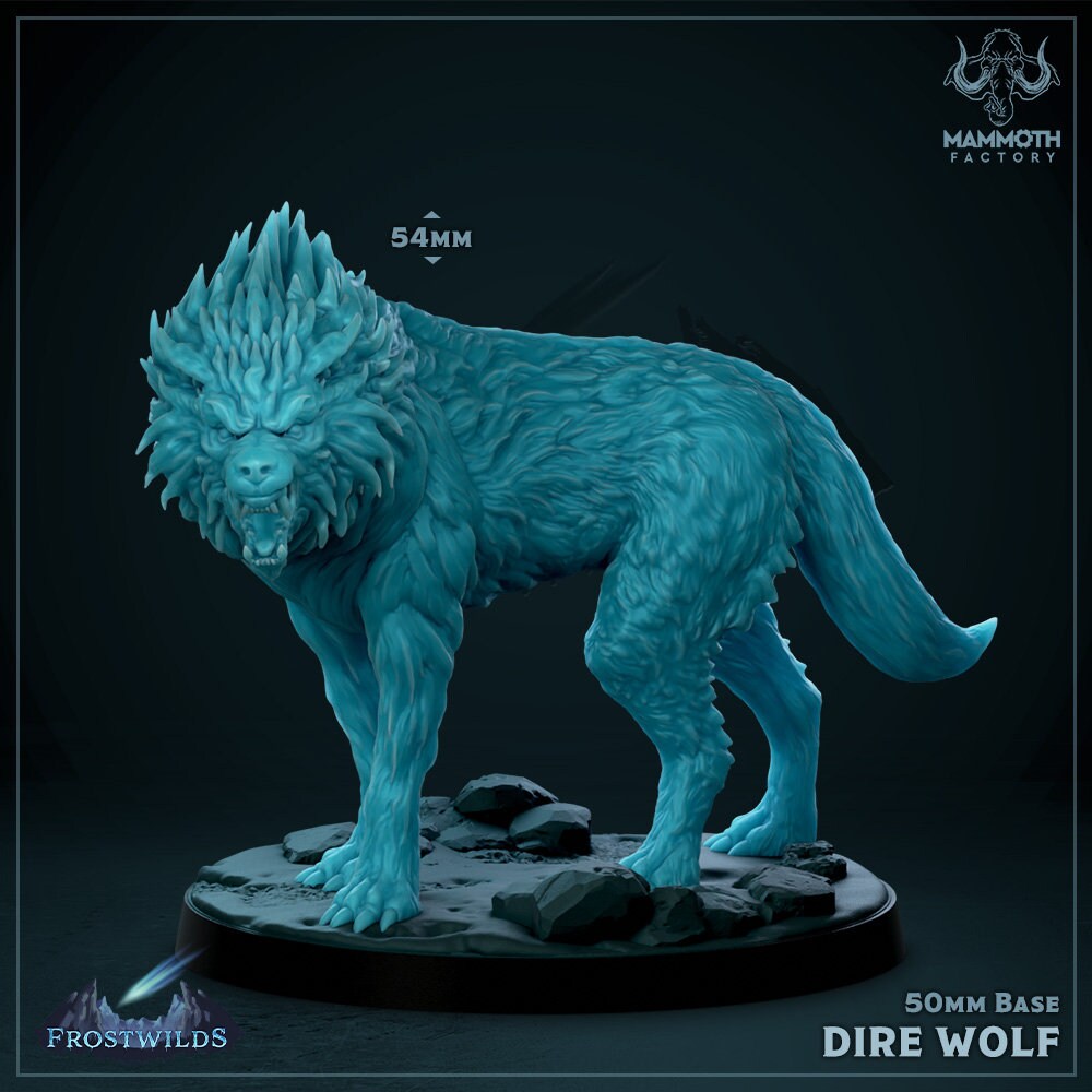 Dire Wolf | Mammoth Factory | Frostwilds Pt 1 | RESIN | Fantasy | DnD | RPG | Tabletop | Gaming Miniatures | Beast | Dire Beast