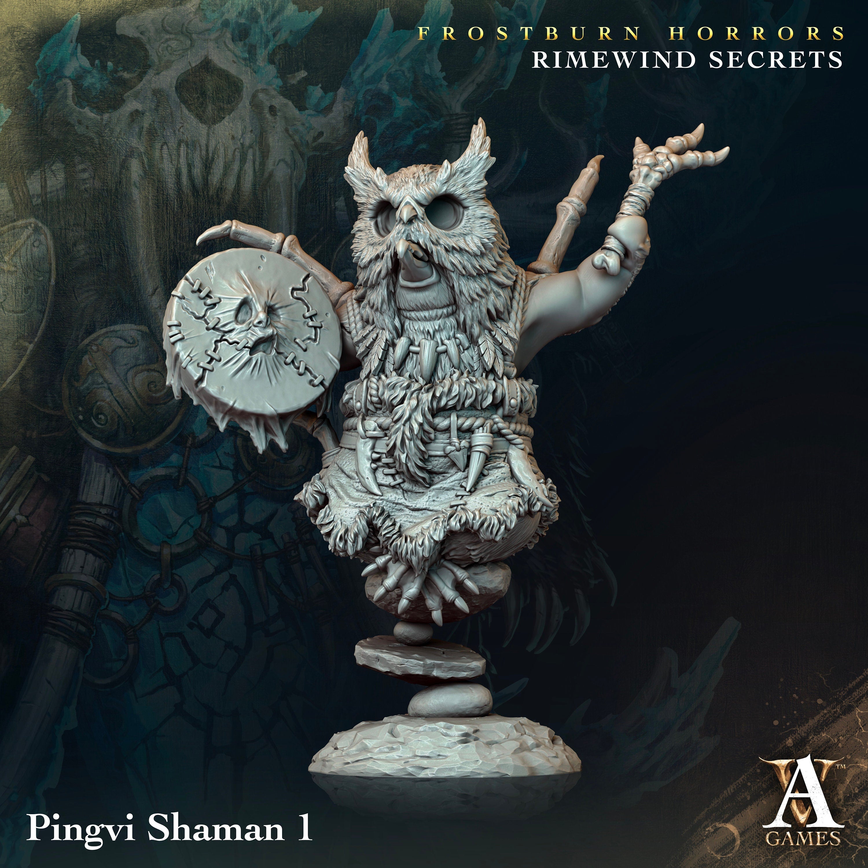 Pingvi Shaman | Archvillain Games | Frostburn Horrors - Rimewind Secrets | Fantasy | DnD | RPG | Tabletop | Gaming | Miniature | Beast Model