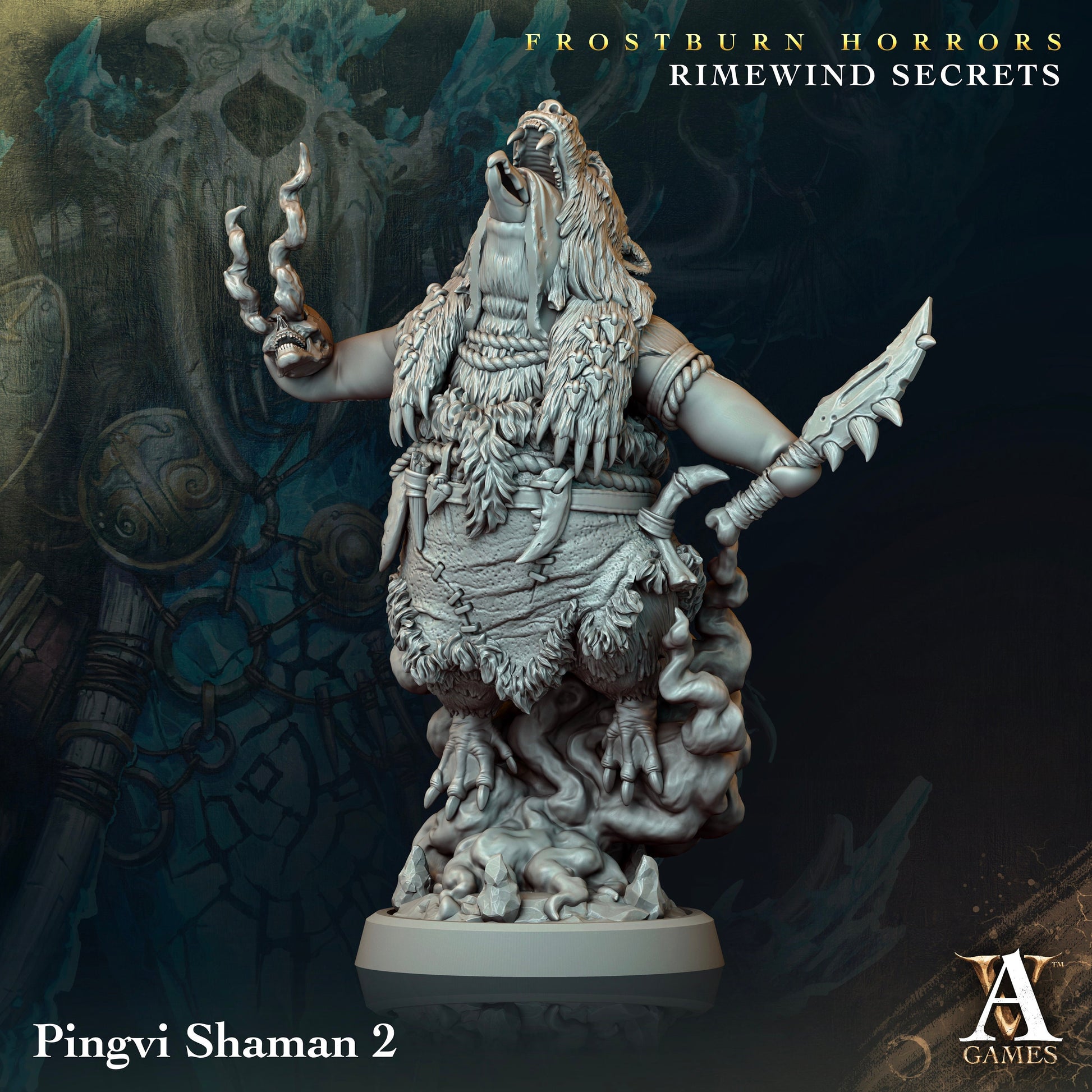 Pingvi Shaman | Archvillain Games | Frostburn Horrors - Rimewind Secrets | Fantasy | DnD | RPG | Tabletop | Gaming | Miniature | Beast Model
