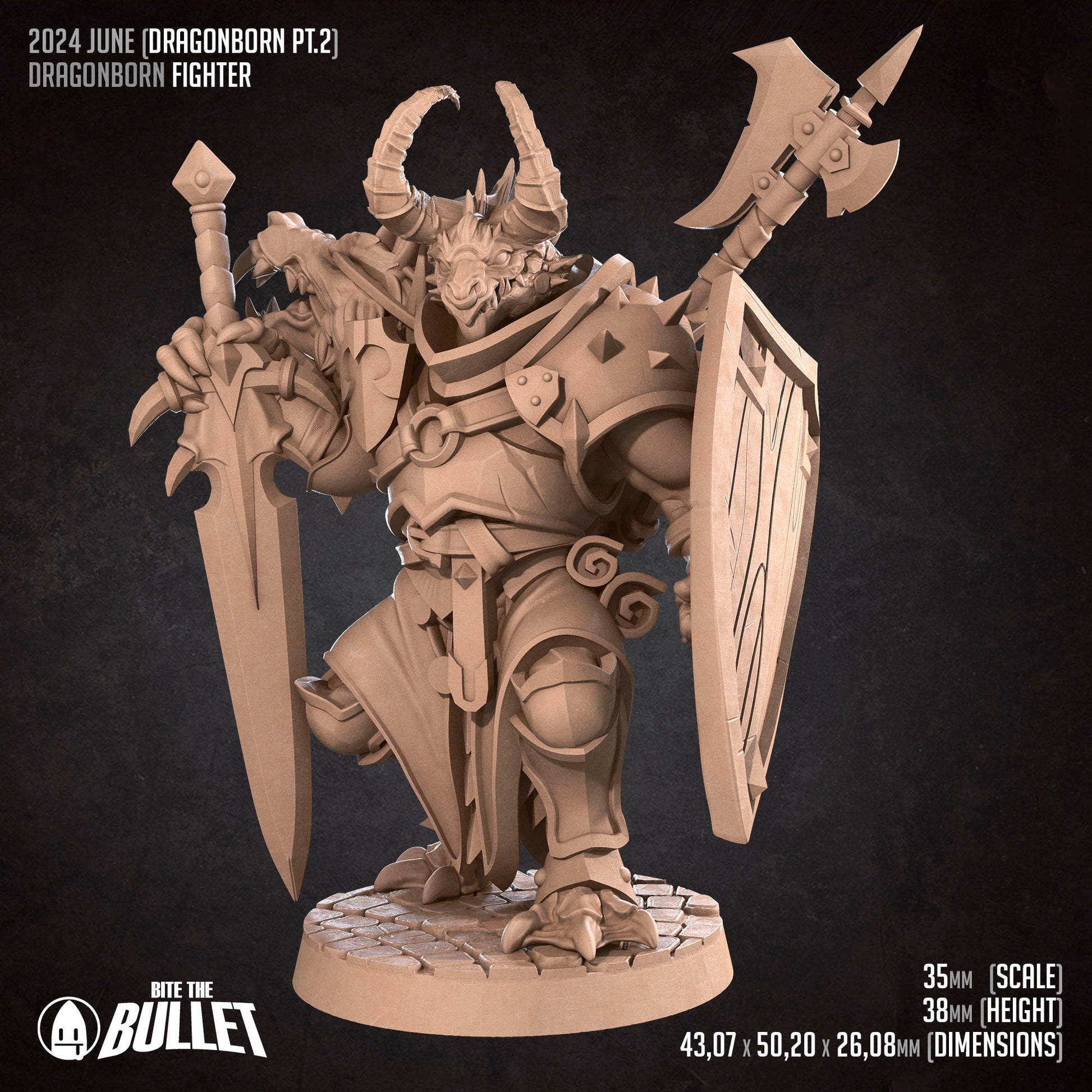 Dragonborn Fighter | Bite the Bullet | Dragonborns Pt 2 | Fantasy | DnD | RPG | Tabletop | Gaming | Miniature | Character Model | Dragonborn