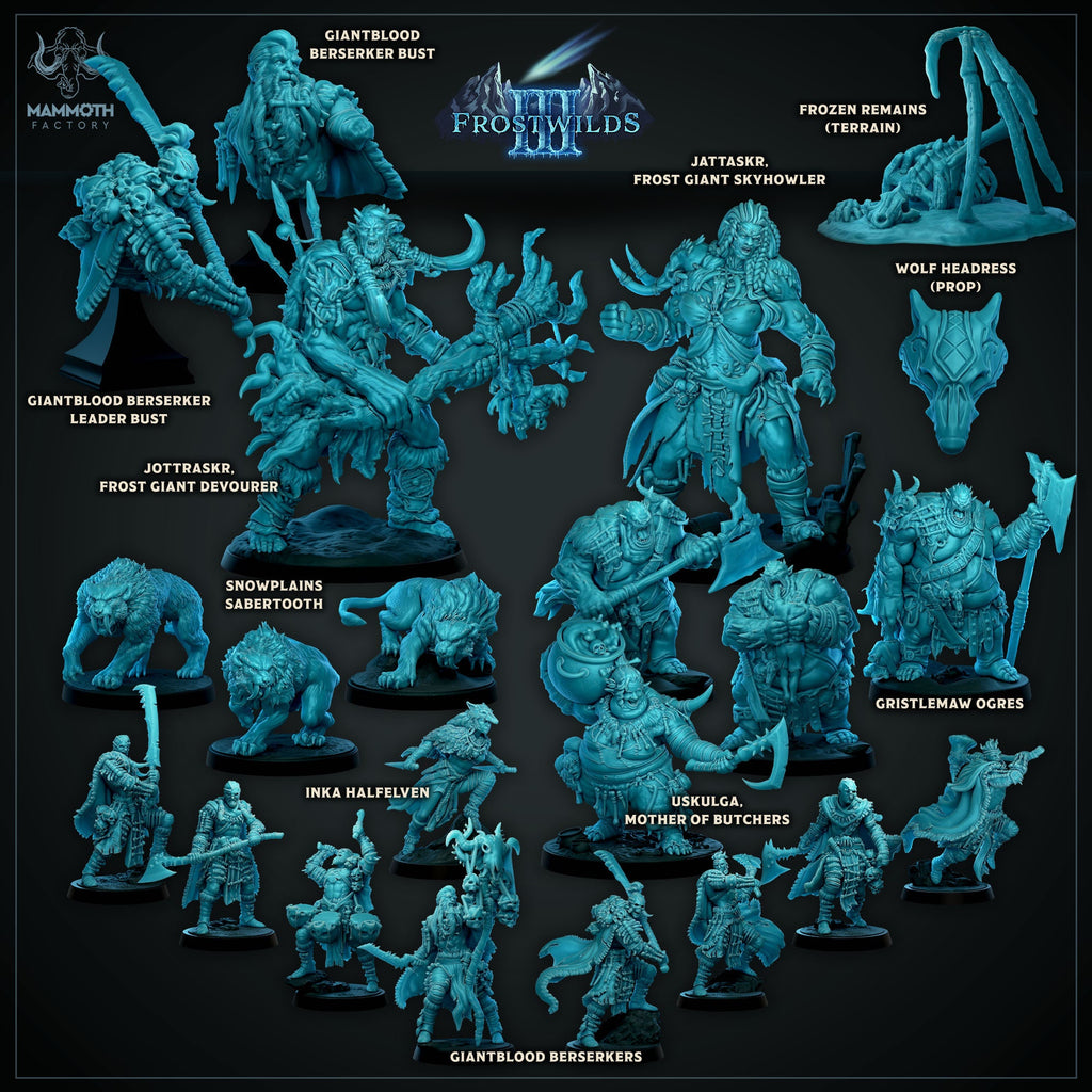 Jottraskr Frost Giant Devourer | Mammoth Factory | Frostwilds Pt 5 | Fantasy | DnD | RPG | Tabletop | Gaming | Miniatures | Frost Giant