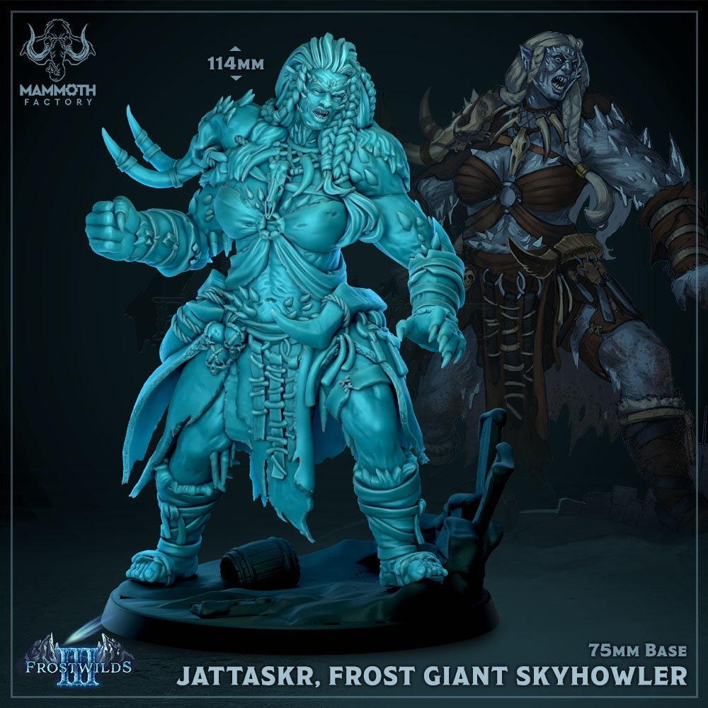 Jattaskr Frost Giant Skyhowler | Mammoth Factory | Frostwilds Pt 3 | Fantasy | DnD | RPG | Tabletop | Gaming | Miniatures | Frost Giant