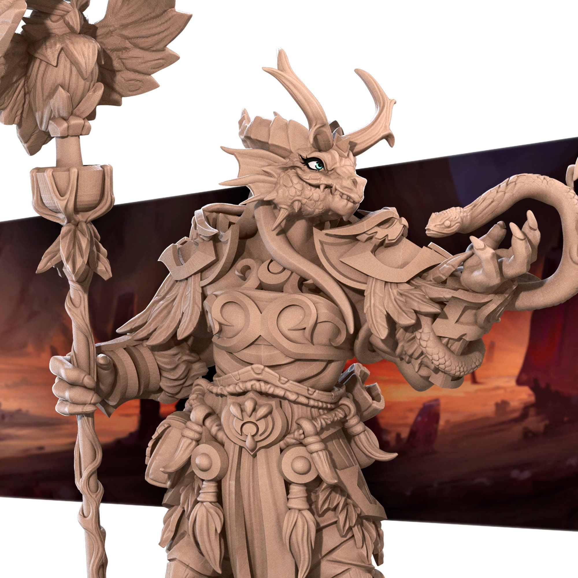 Dragonborn Druid | Bite the Bullet | Dragonborns Pt 2 | Fantasy | DnD | RPG | Tabletop | Gaming | Miniatures | Character Model | Dragonborn