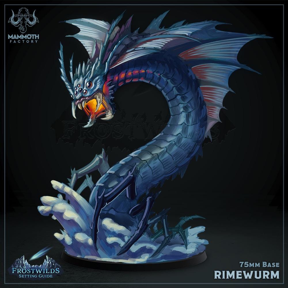 Rimewurm | Mammoth Factory | Frostwilds Setting | Fantasy | DnD | RPG | Tabletop | Gaming | Miniatures | Worm