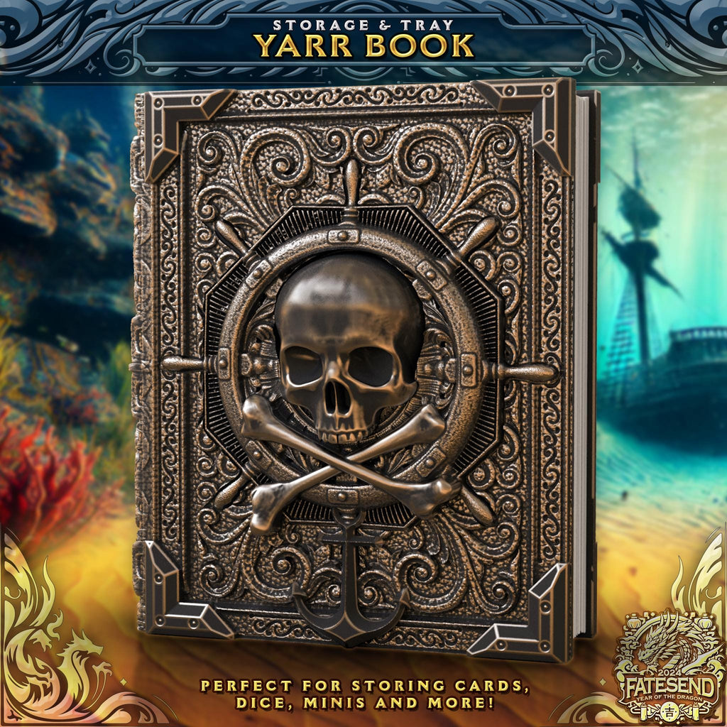 Yarr Book - Storage & Dice Rolling Tray | Fates End | Fantasy | DnD | RPG | Roleplay Gamer Gift | Pirate Card Box | Jewelry Box