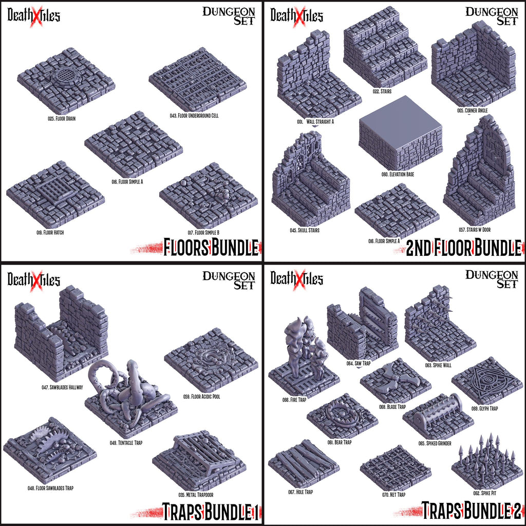Dungeon Set | Cast n Play | Modular Dungeon | Filament | Fantasy | DnD | RPG | Tabletop | Miniatures | Death x Tiles | Terrain
