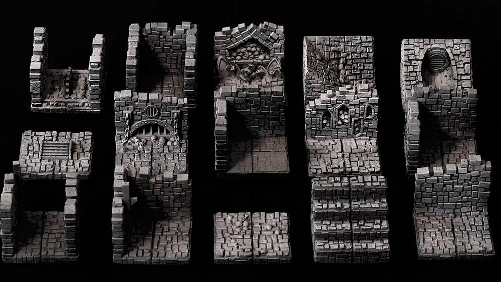 Dungeon Set | Cast n Play | Modular Dungeon | Filament | Fantasy | DnD | RPG | Tabletop | Miniatures | Death x Tiles | Terrain