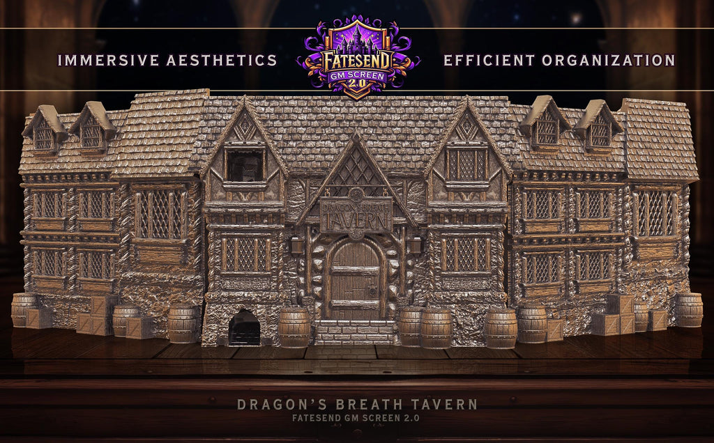 Tavern Game Master Screen Dice Tower Combo | Fates End | DnD | RPG | Tabletop Gaming | Dungeon Master