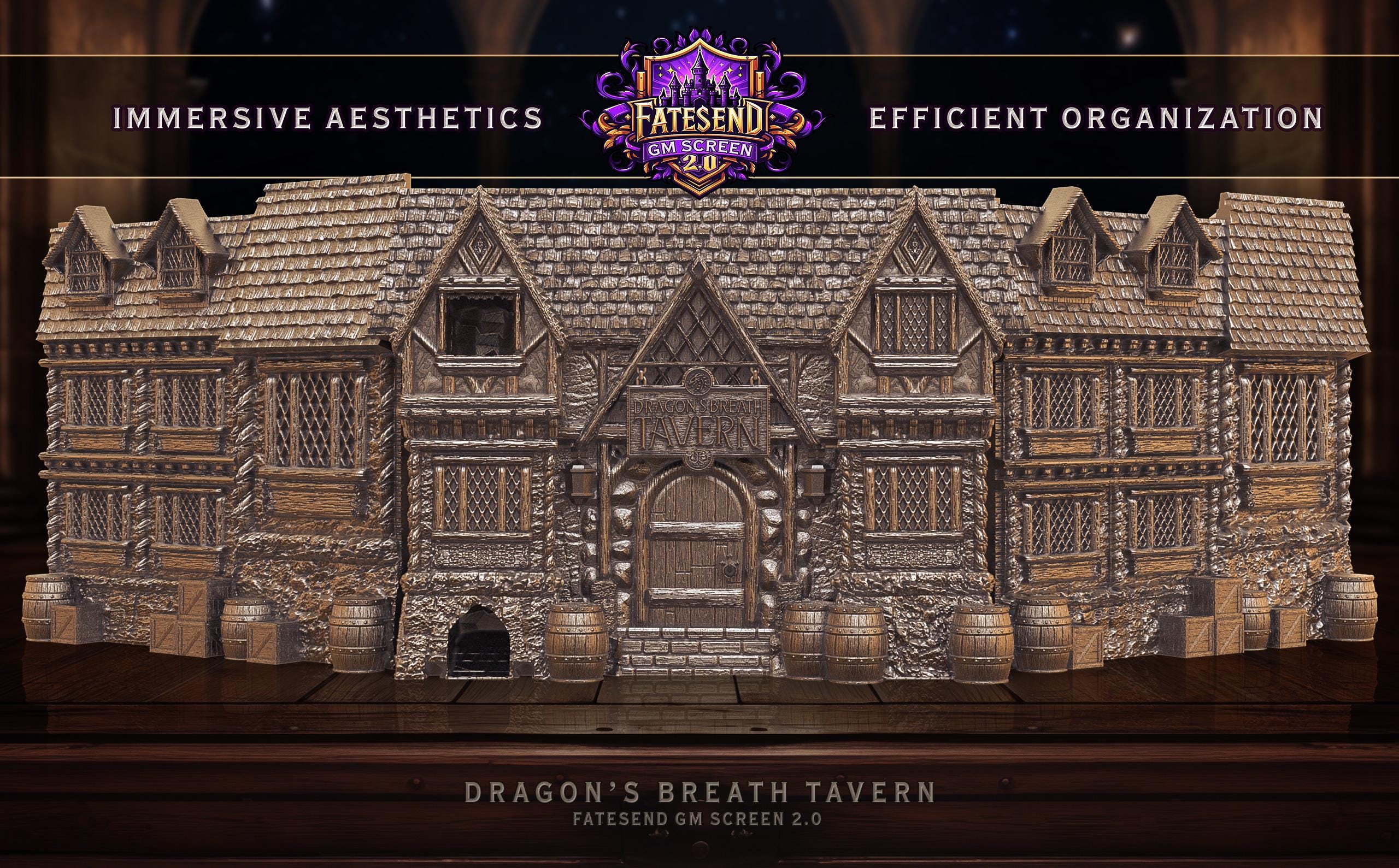 Tavern Game Master Screen Dice Tower Combo | Fates End | DnD | RPG | Tabletop Gaming | Dungeon Master