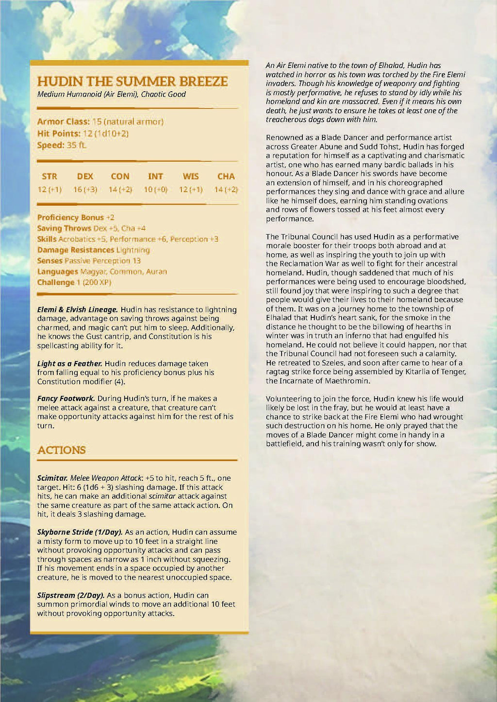 Hudin the Summer Breeze | DM Stash | War of the Elements | Fantasy | DnD | RPG| Tabletop | Miniature | Character Model | Fighter