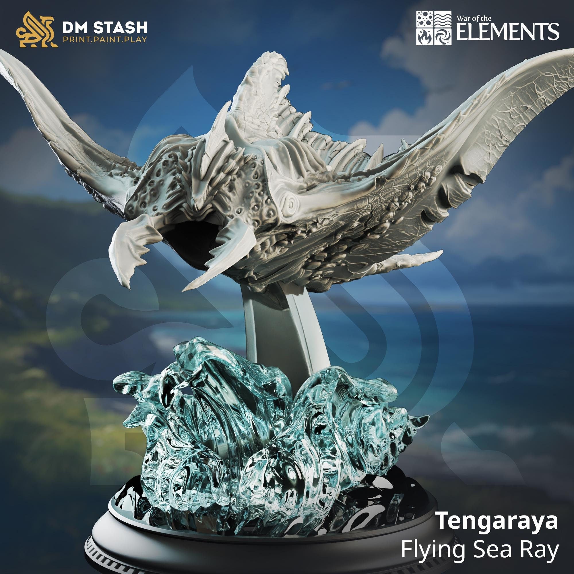 Tengaraya - Flying Sea Ray | DM Stash | War of the Elements | Fantasy | DnD | RPG | Tabletop | Gaming | Miniatures | Stingray