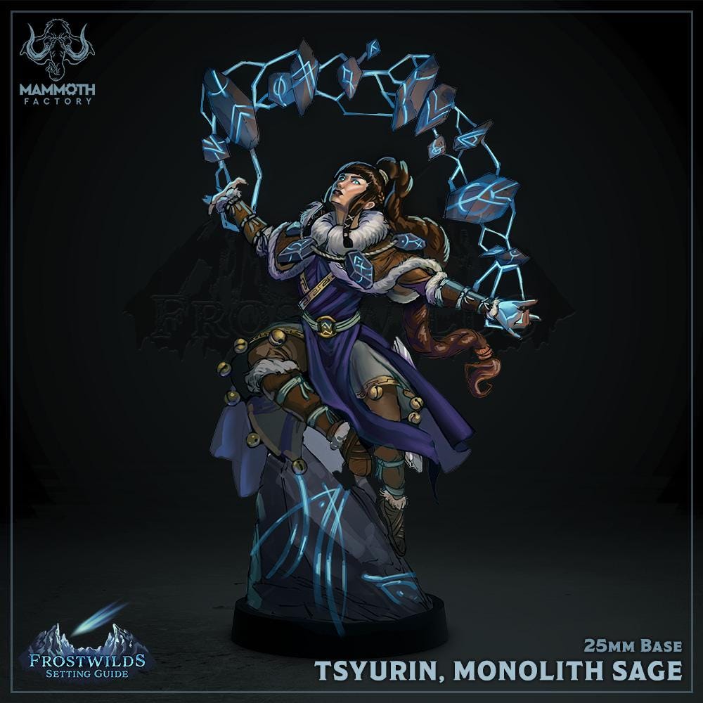 Tsyurin Monolith Sage  | Mammoth Factory | Frostwilds Setting | Fantasy | DnD | Tabletop | Gaming | Miniatures | Character Model | Shaman