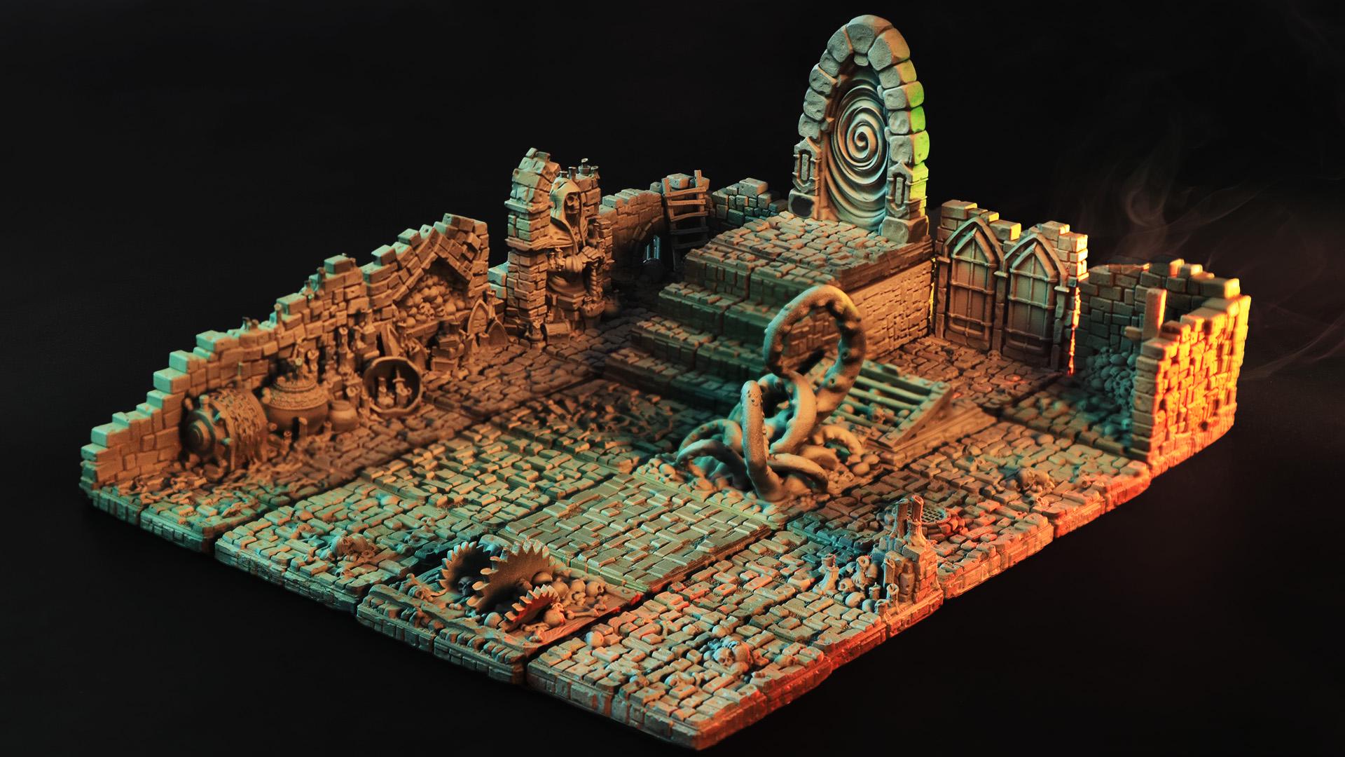 Dungeon Set | Cast n Play | Modular Dungeon | Filament | Fantasy | DnD | RPG | Tabletop | Miniatures | Death x Tiles | Terrain