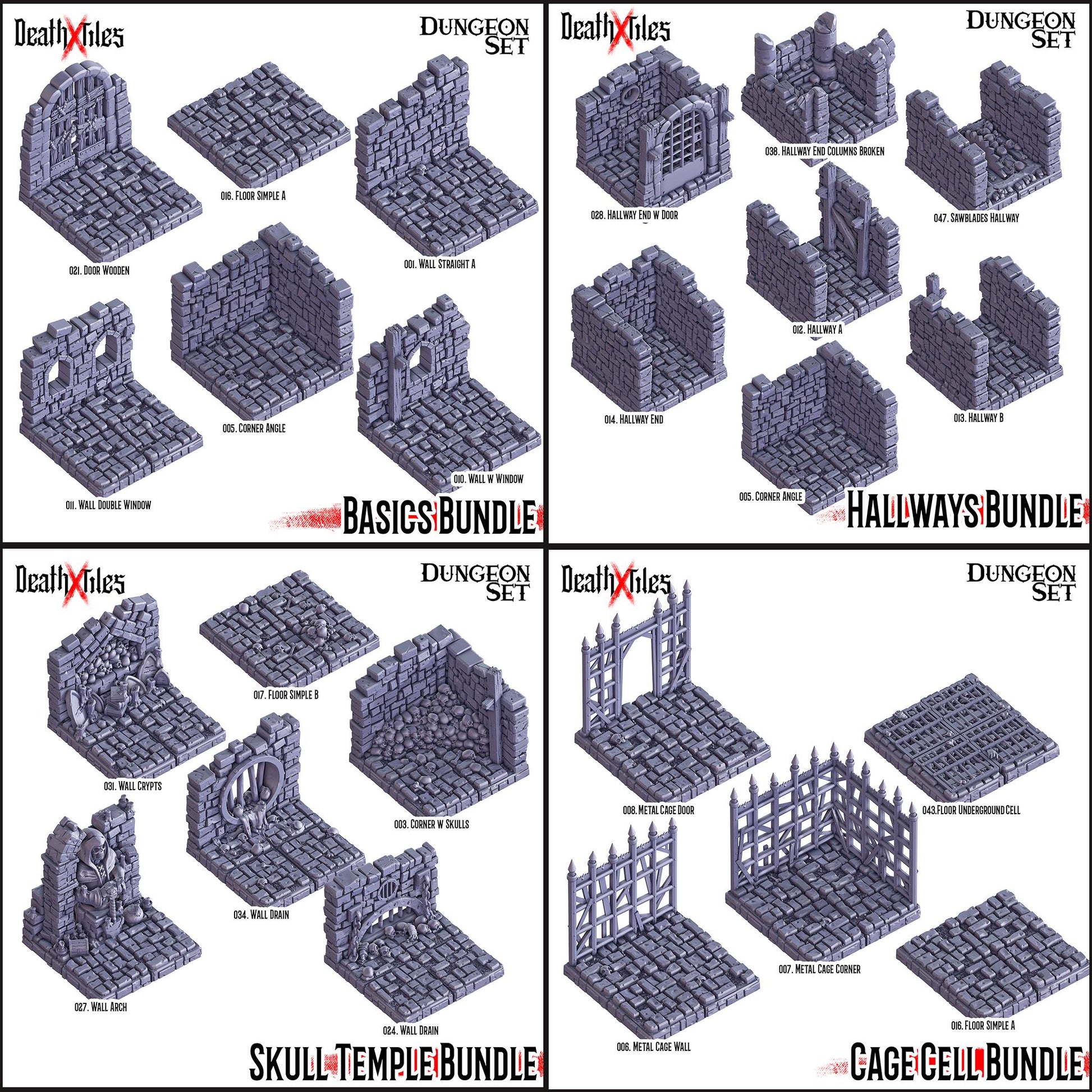 Dungeon Set | Cast n Play | Modular Dungeon | Filament | Fantasy | DnD | RPG | Tabletop | Miniatures | Death x Tiles | Terrain