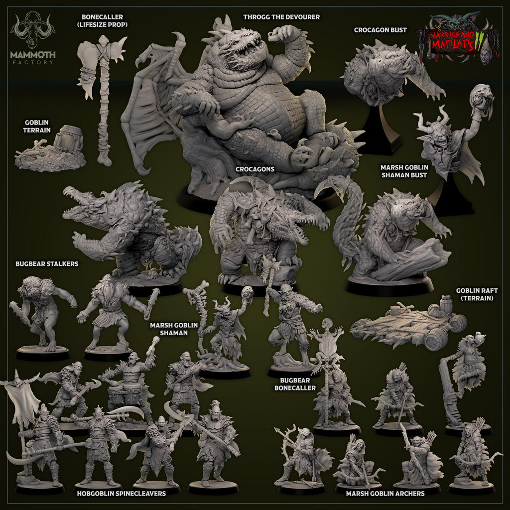 Bugbear Bonecaller | Mammoth Factory | Marshes & Madlads | Fantasy | DnD | RPG | Tabletop | Gaming | Miniatures | Bugbear | Character Model