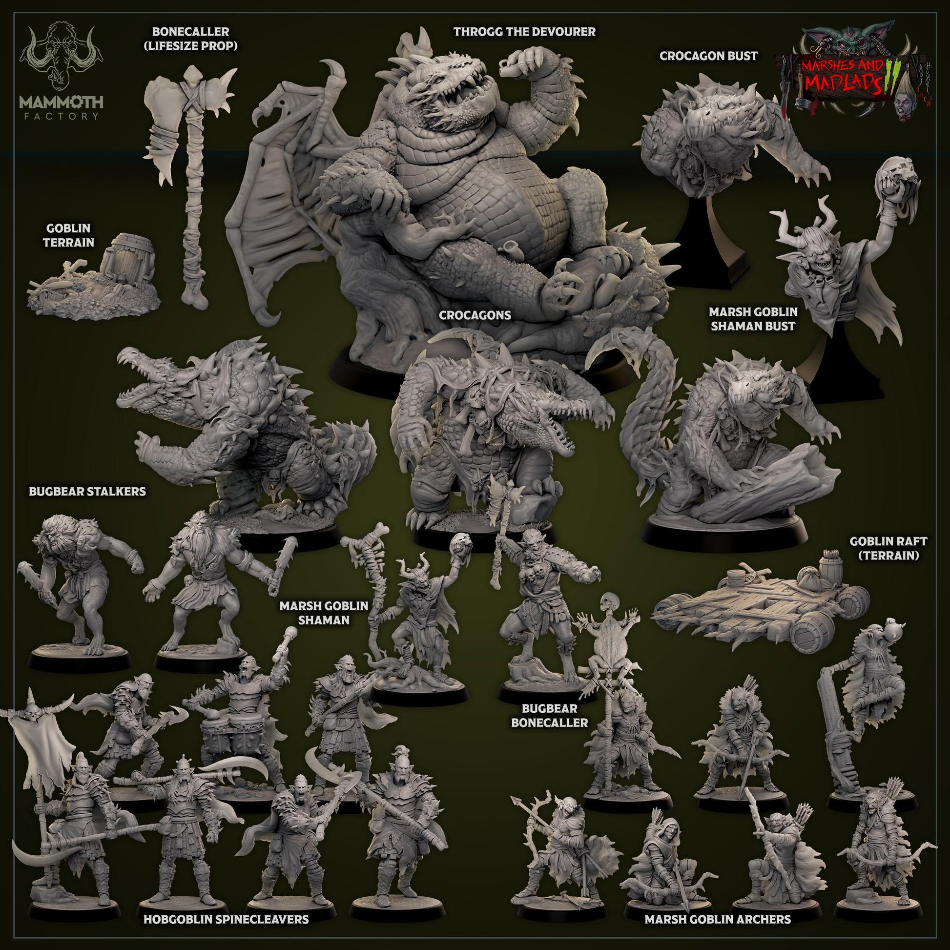 Bugbear Bonecaller | Mammoth Factory | Marshes & Madlads | Fantasy | DnD | RPG | Tabletop | Gaming | Miniatures | Bugbear | Character Model