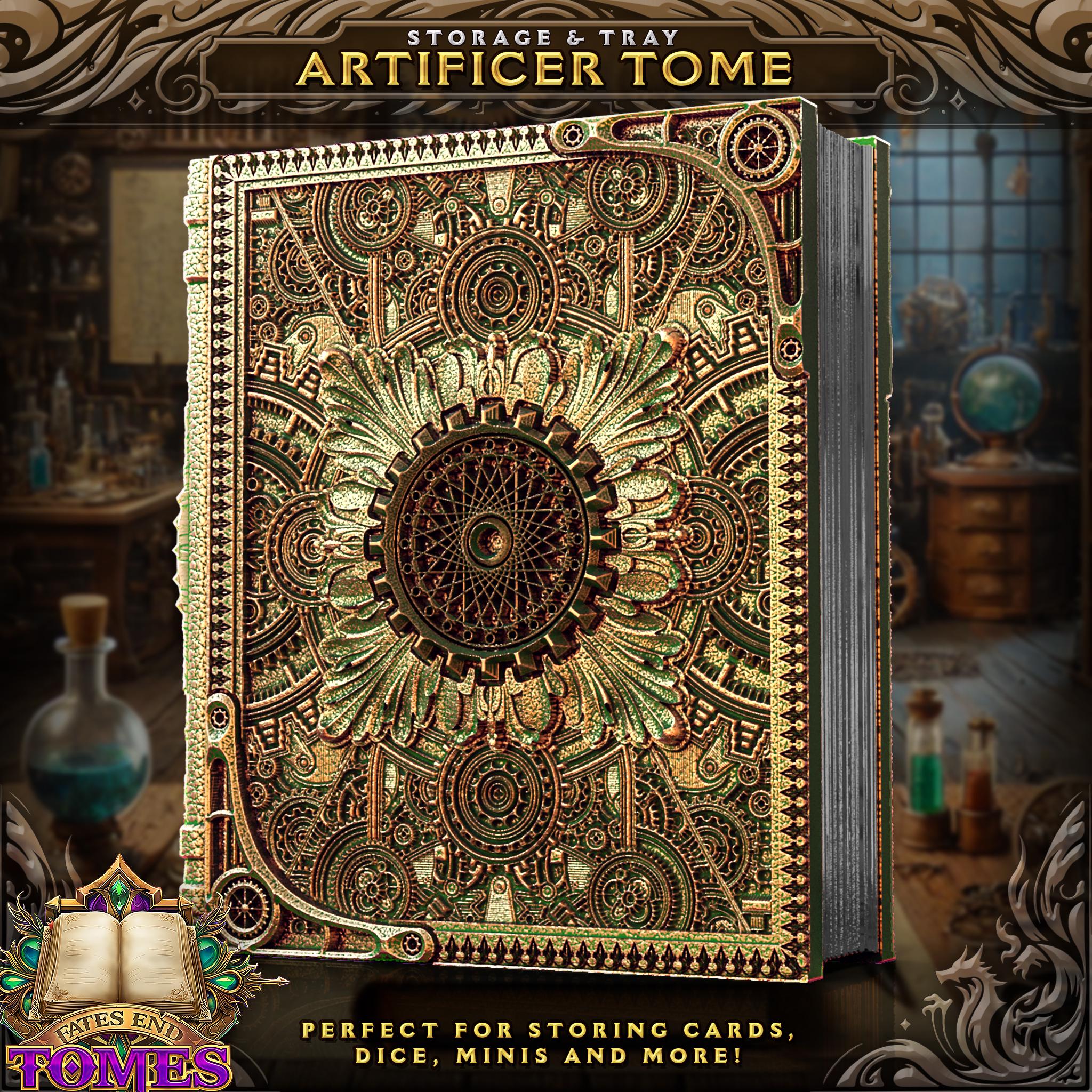 Artificer Tome - Perfect for cards, dice, and minis | Fates End | Fantasy | DnD | RPG | Roleplay Gaming | MTG Magic Card Box | Gamer Gift