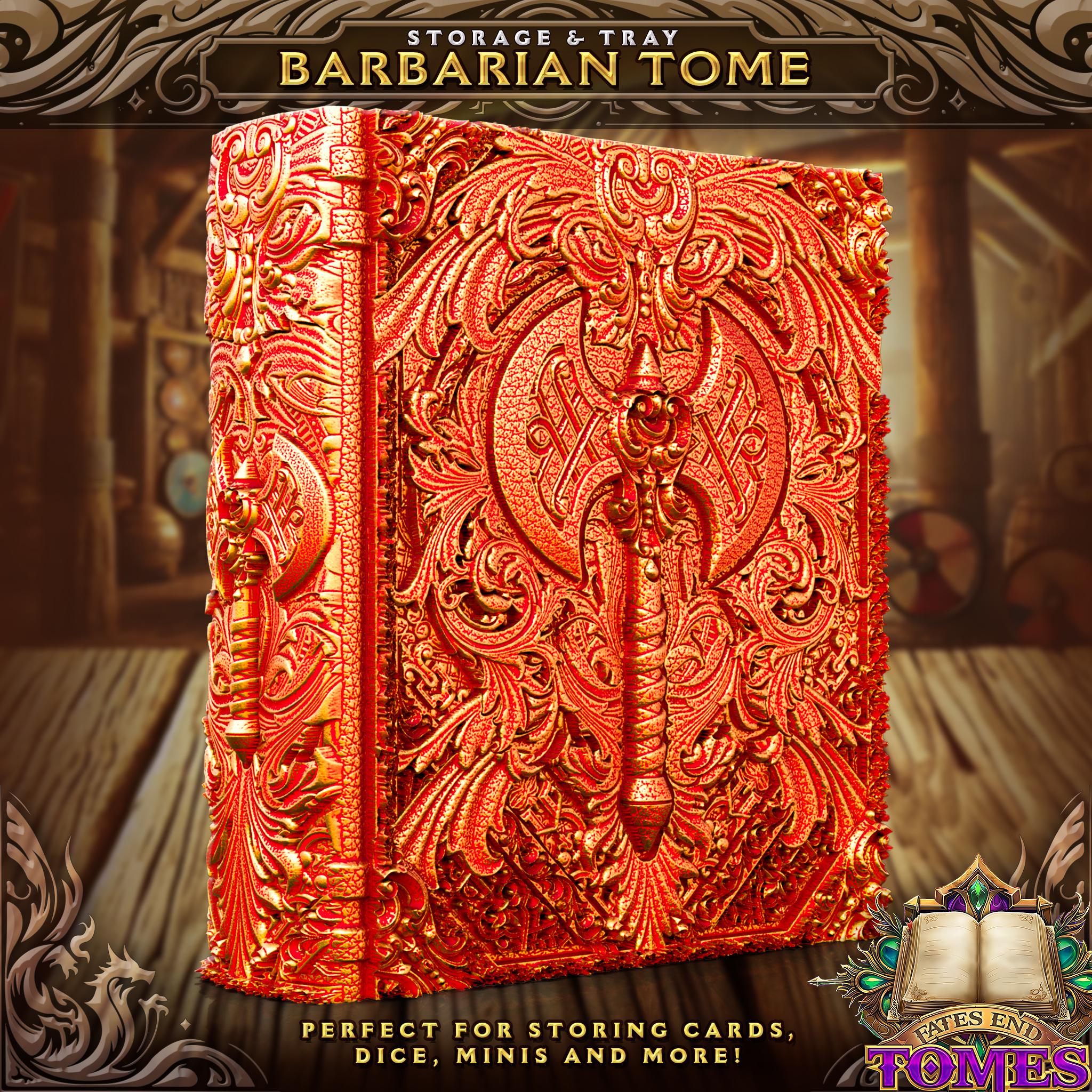 Barbarian Tome - Perfect for cards, dice, and minis | Fates End | Fantasy | DnD | RPG | Roleplay Gaming | MTG Magic Card Box | Gamer Gift