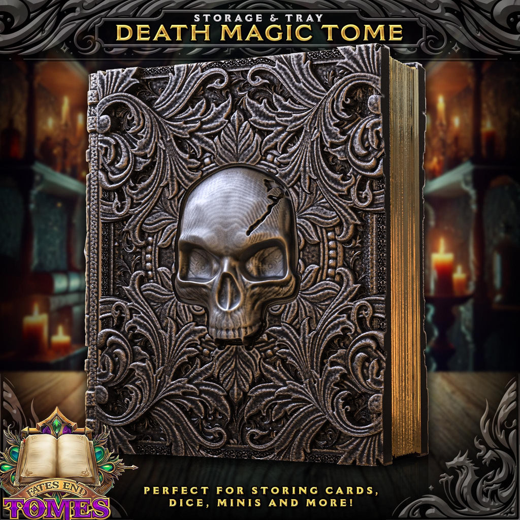 Death Magic Tome - Perfect for cards, dice, and minis | Fates End | Fantasy | DnD | RPG | Roleplay Gaming | MTG Magic Card Box | Gamer Gift