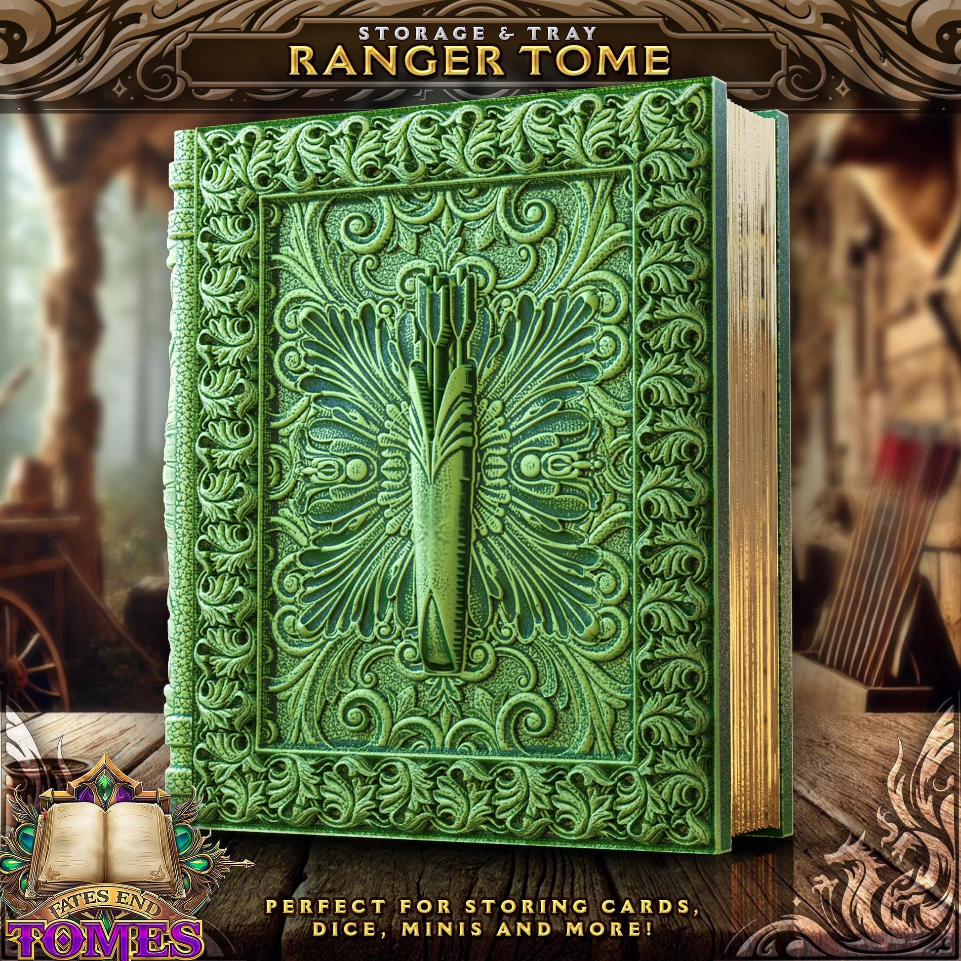 Ranger Tome - Perfect for cards, dice, and minis | Fates End | Fantasy | DnD | RPG | Roleplay Gaming | MTG Magic Card Box | Gamer Gift