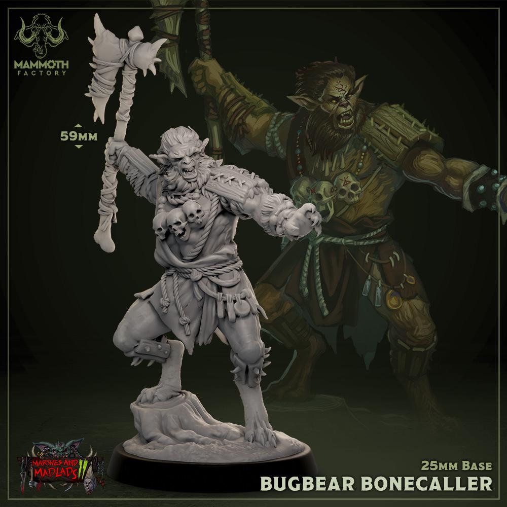 Bugbear Bonecaller | Mammoth Factory | Marshes & Madlads | Fantasy | DnD | RPG | Tabletop | Gaming | Miniatures | Bugbear | Character Model
