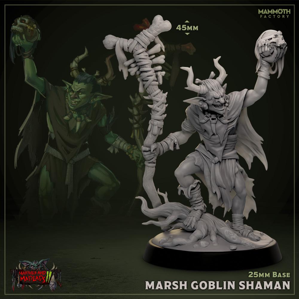 Marsh Goblin Shaman | Mammoth Factory | Marshes & Madlads | Fantasy | DnD | RPG | Tabletop | Gaming | Miniatures | Goblin | Character Model