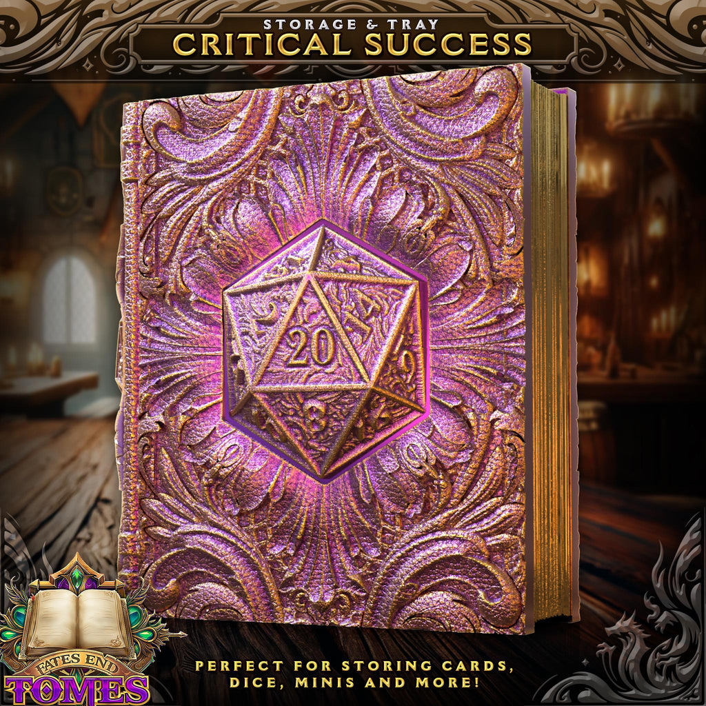 D20 Tome - Perfect for cards, dice, and minis | Fates End | Fantasy | DnD | RPG | Roleplay Gaming | MTG Magic Card Box | Gamer Gift