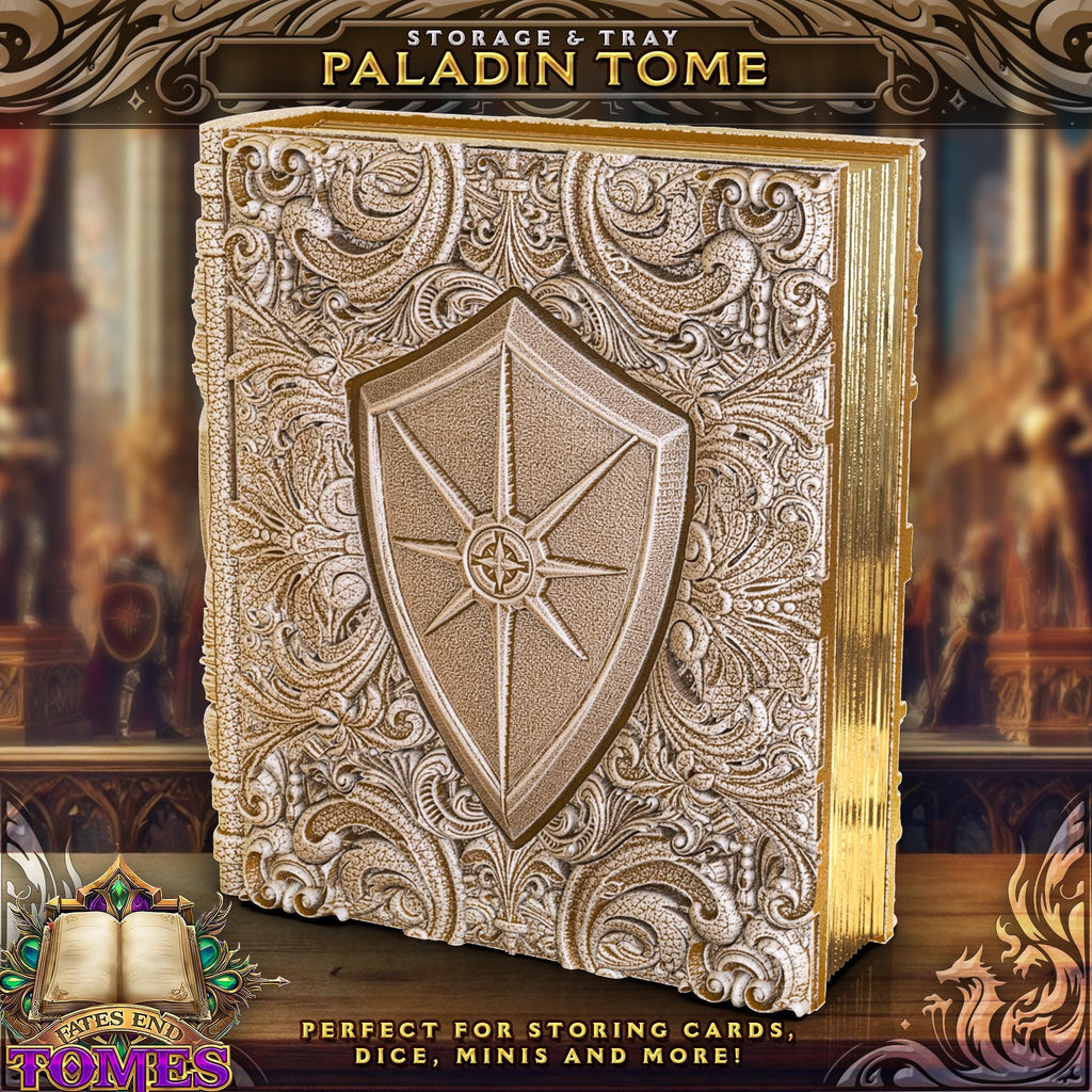 Paladin Tome - Perfect for cards, dice, and minis | Fates End | Fantasy | DnD | RPG | Roleplay Gaming | MTG Magic Card Box | Gamer Gift
