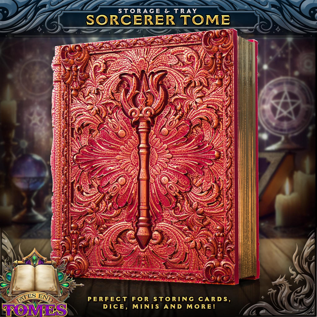 Sorcerer Tome - Perfect for cards, dice, and minis | Fates End | Fantasy | DnD | RPG | Roleplay Gaming | MTG Magic Card Box | Gamer Gift
