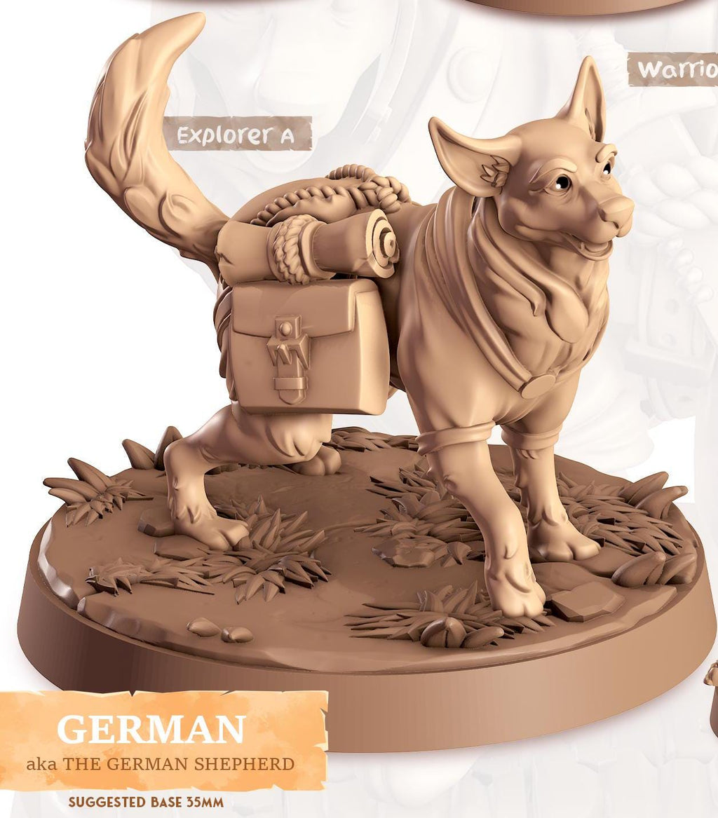 German Shepherd Companion | Cast n Play | Companions | NPCs | RESIN | Fantasy | Horror | RPG | Gaming | Miniature | Character Pet Companion
