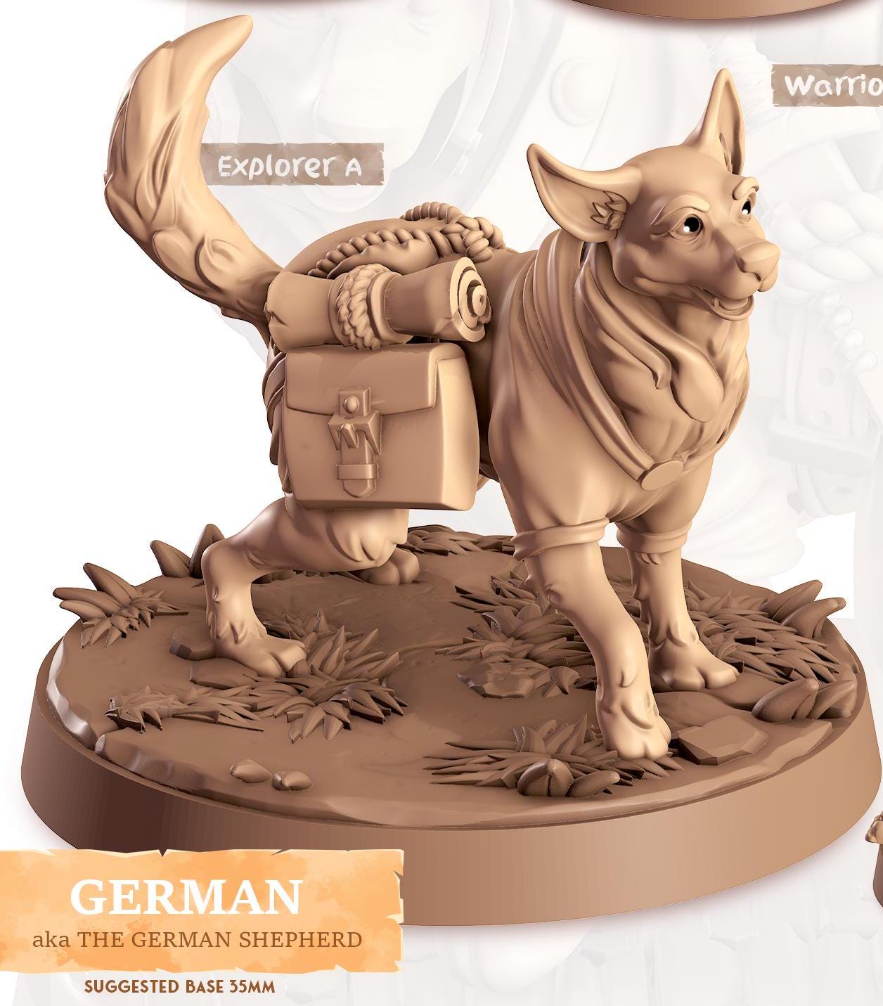 German Shepherd Companion | Cast n Play | Companions | NPCs | RESIN | Fantasy | Horror | RPG | Gaming | Miniature | Character Pet Companion