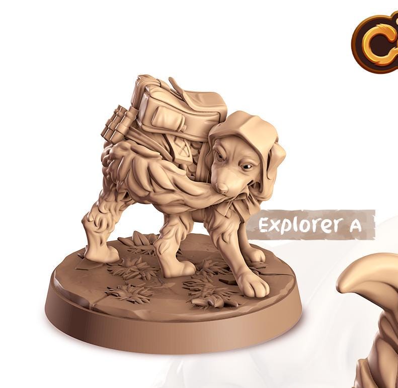 Golden Retriever Companion | Cast n Play | Companions | NPCs | RESIN | Fantasy | Horror | RPG | Gaming | Miniature | Character Pet Companion