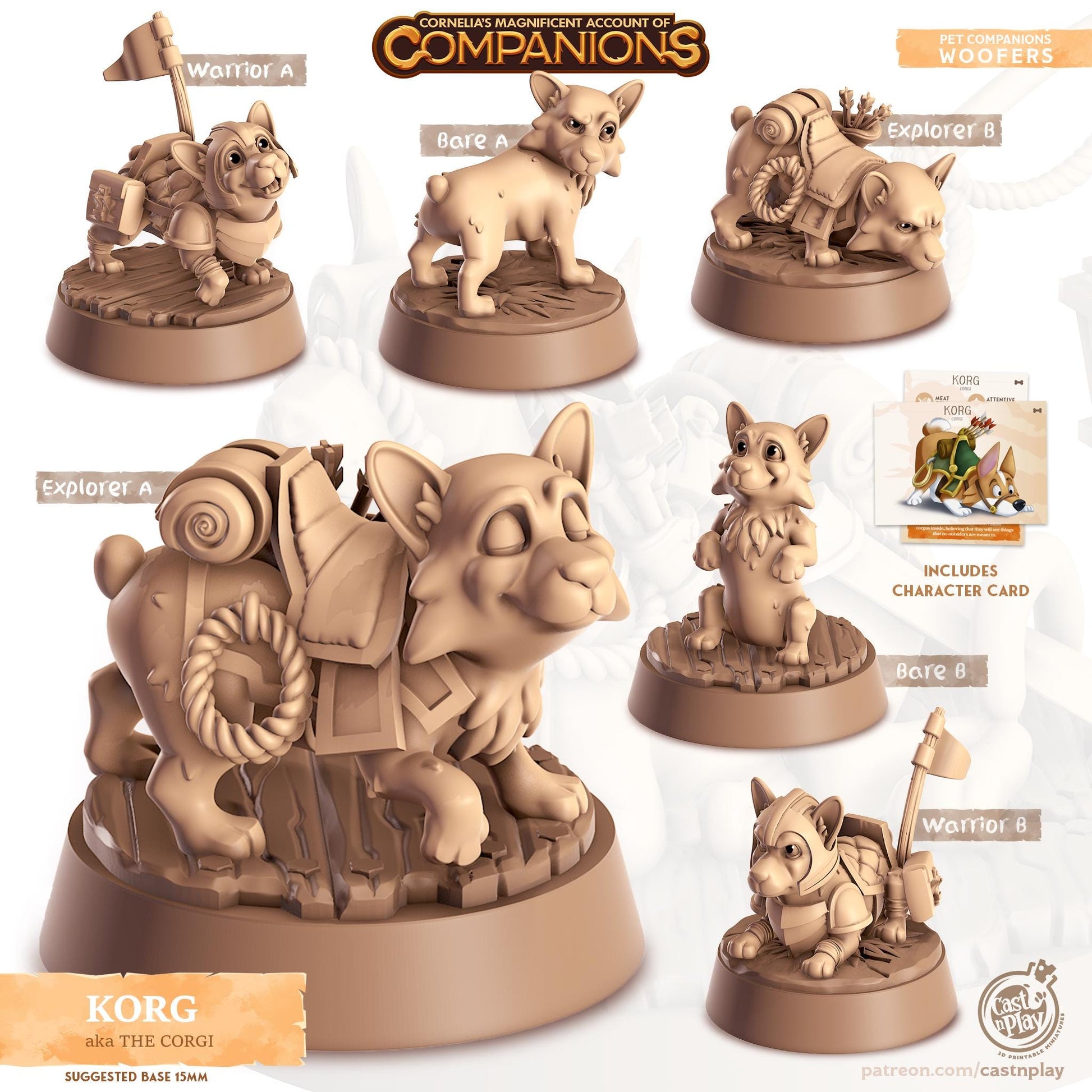 Corgi Companion | Cast n Play | Companions | NPCs | RESIN | Fantasy | Horror | RPG | Gaming | Miniature | Character Pet Companion