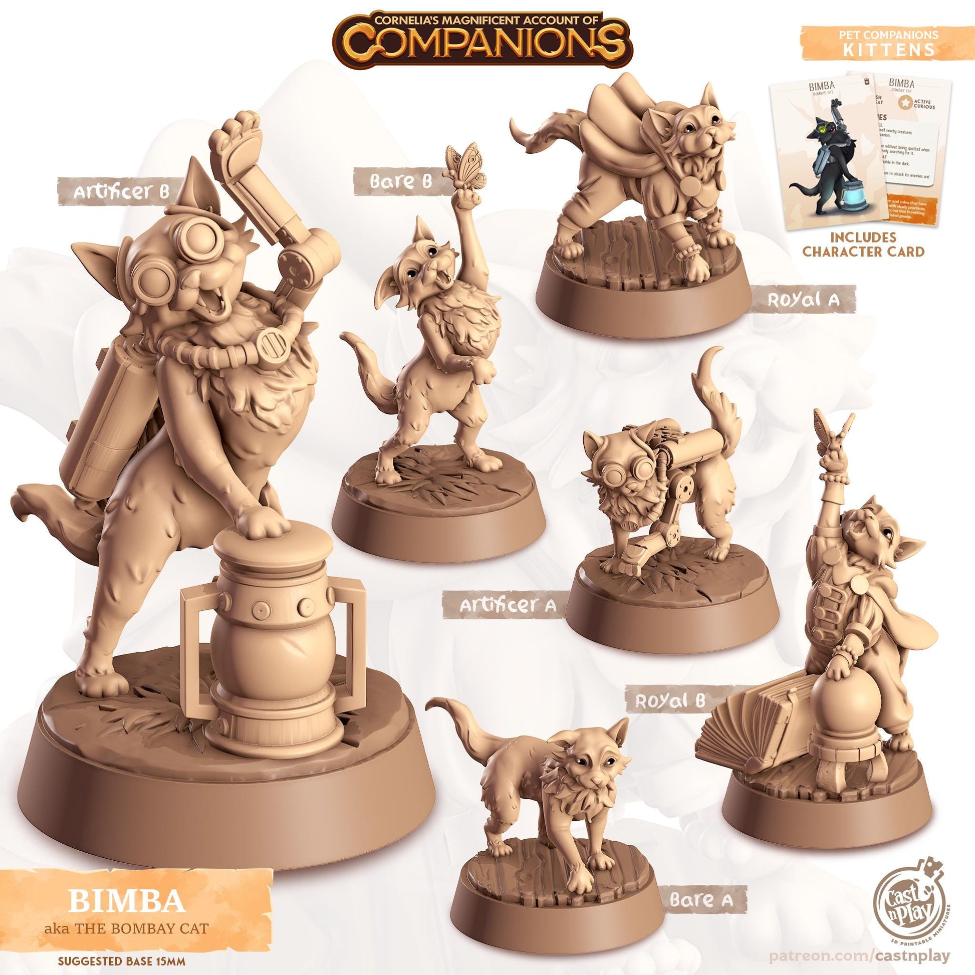 Bombay Cat Companion | Cast n Play | Companions | NPCs | RESIN | Fantasy | Horror | RPG | Gaming | Miniature | Character Pet Companion