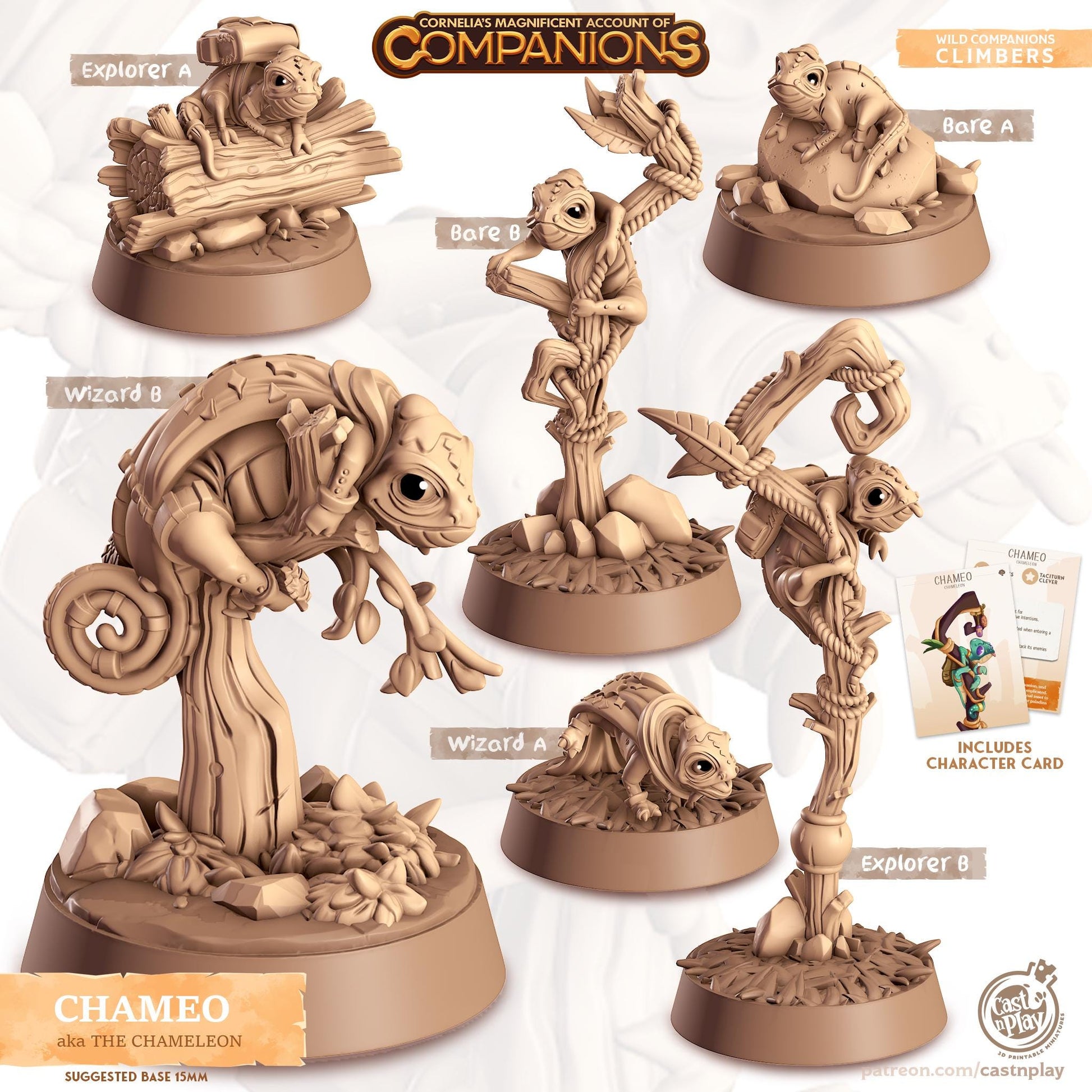 The Chameleon Companion | Cast n Play | Companions | NPCs | RESIN | Fantasy | Horror | RPG | Gaming | Miniature | Character Pet Companion