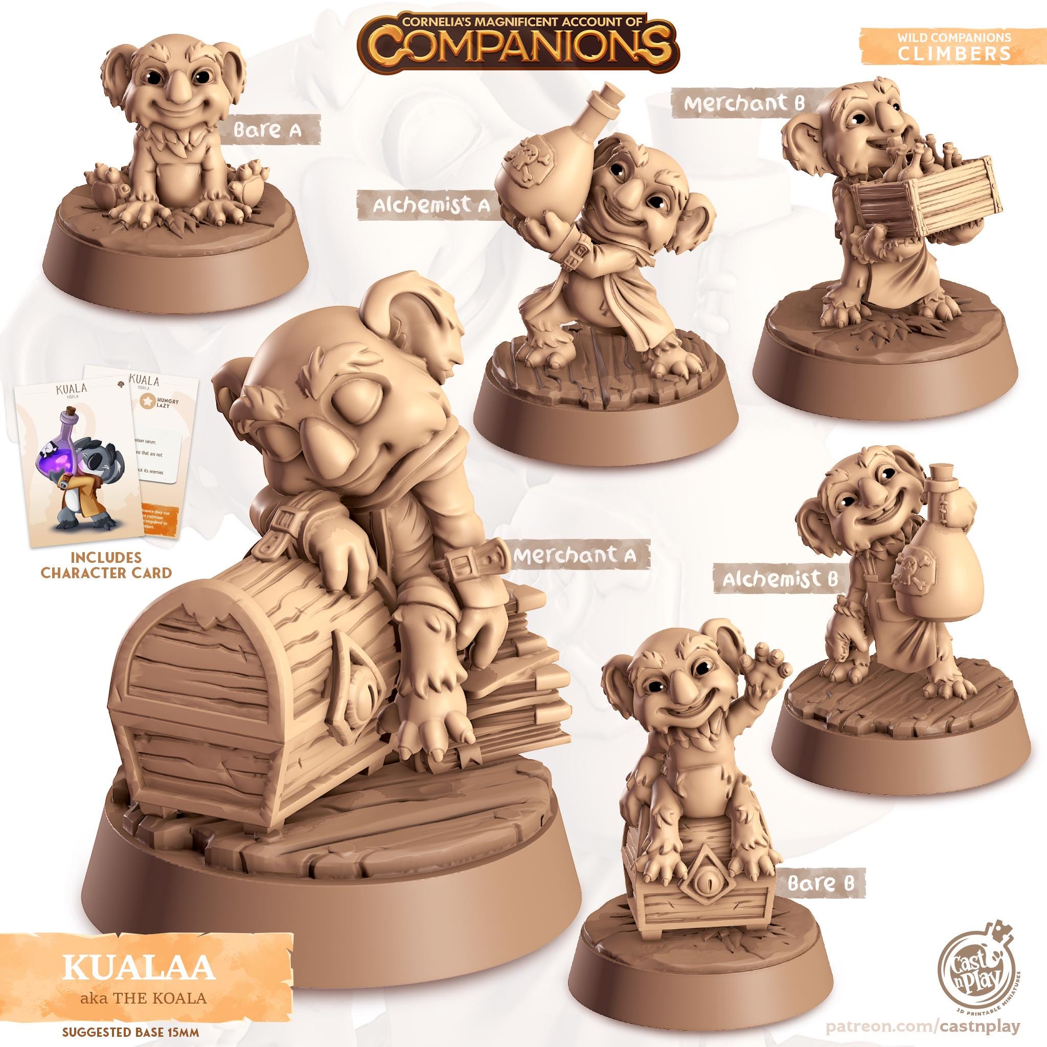 The Koala Companion | Cast n Play | Companions | NPCs | RESIN | Fantasy | Horror | RPG | Gaming | Miniature | Character Pet Companion