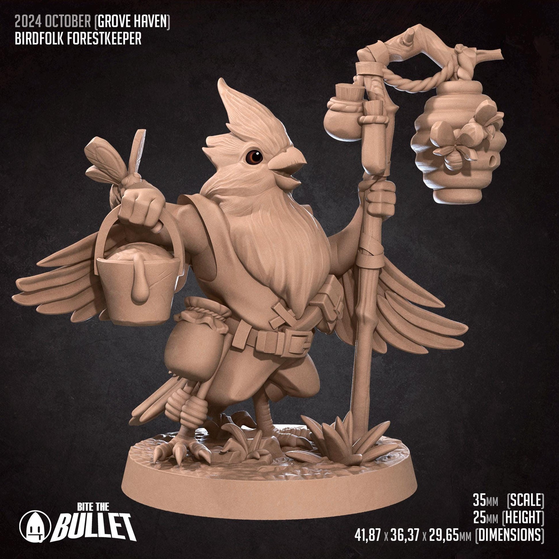 Birdfolk Forestkeeper | Bite the Bullet | Grove Haven | RESIN | Fantasy | DnD | RPG | Tabletop | Miniature | Animorphs Character Model