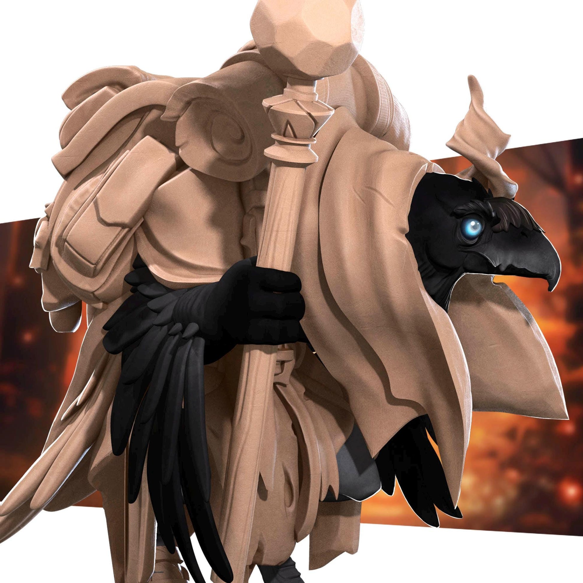 Crowfolk Warlock | Bite the Bullet | Grove Haven | RESIN | Fantasy | DnD | RPG | Tabletop | Miniature | Animorphs Character Model