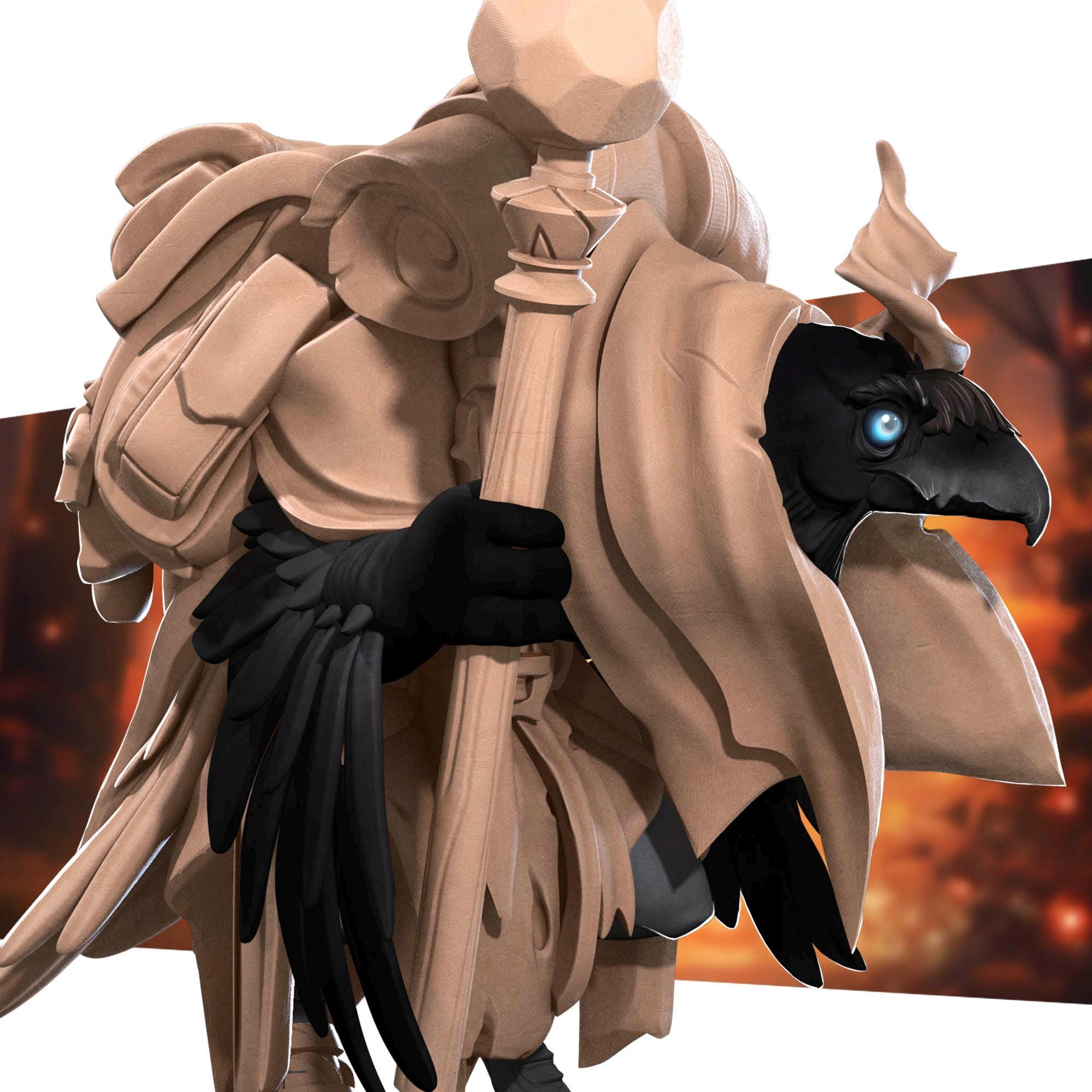 Crowfolk Warlock | Bite the Bullet | Grove Haven | RESIN | Fantasy | DnD | RPG | Tabletop | Miniature | Animorphs Character Model