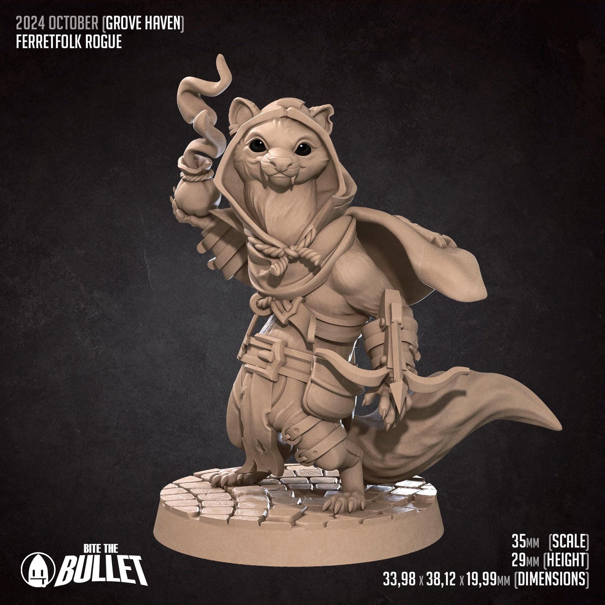Ferretfolk Rogue | Bite the Bullet | Grove Haven | RESIN | Fantasy | DnD | RPG | Tabletop | Miniature | Animorphs Character Model