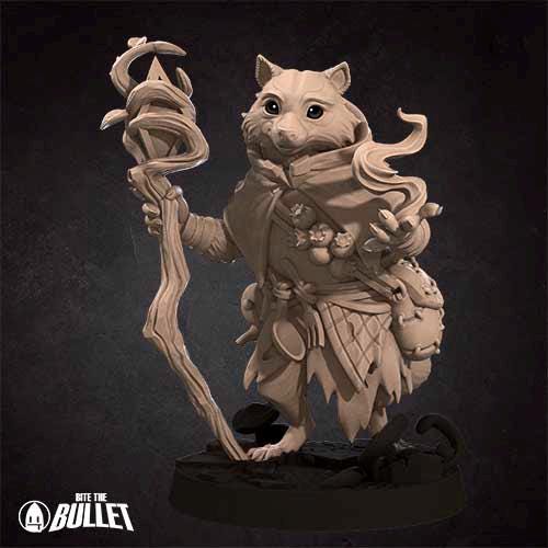 Raccoonfolk Druid | Bite the Bullet | Grove Haven | RESIN | Fantasy | DnD | RPG | Tabletop | Miniature | Animorphs Character Model